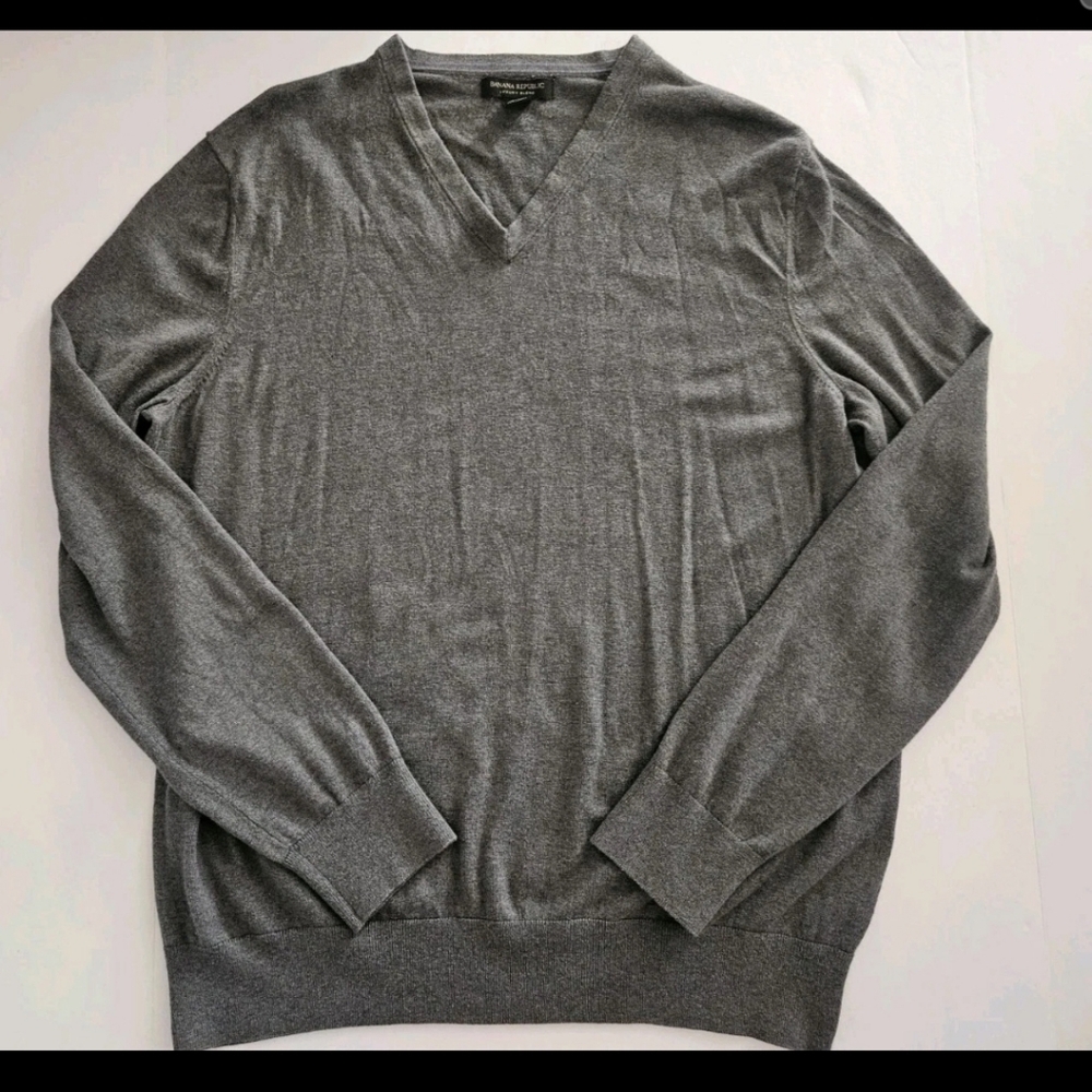 Banana Republic Mens XL Cashmere Blend Sweater Luxury V-neck Academia Preppy